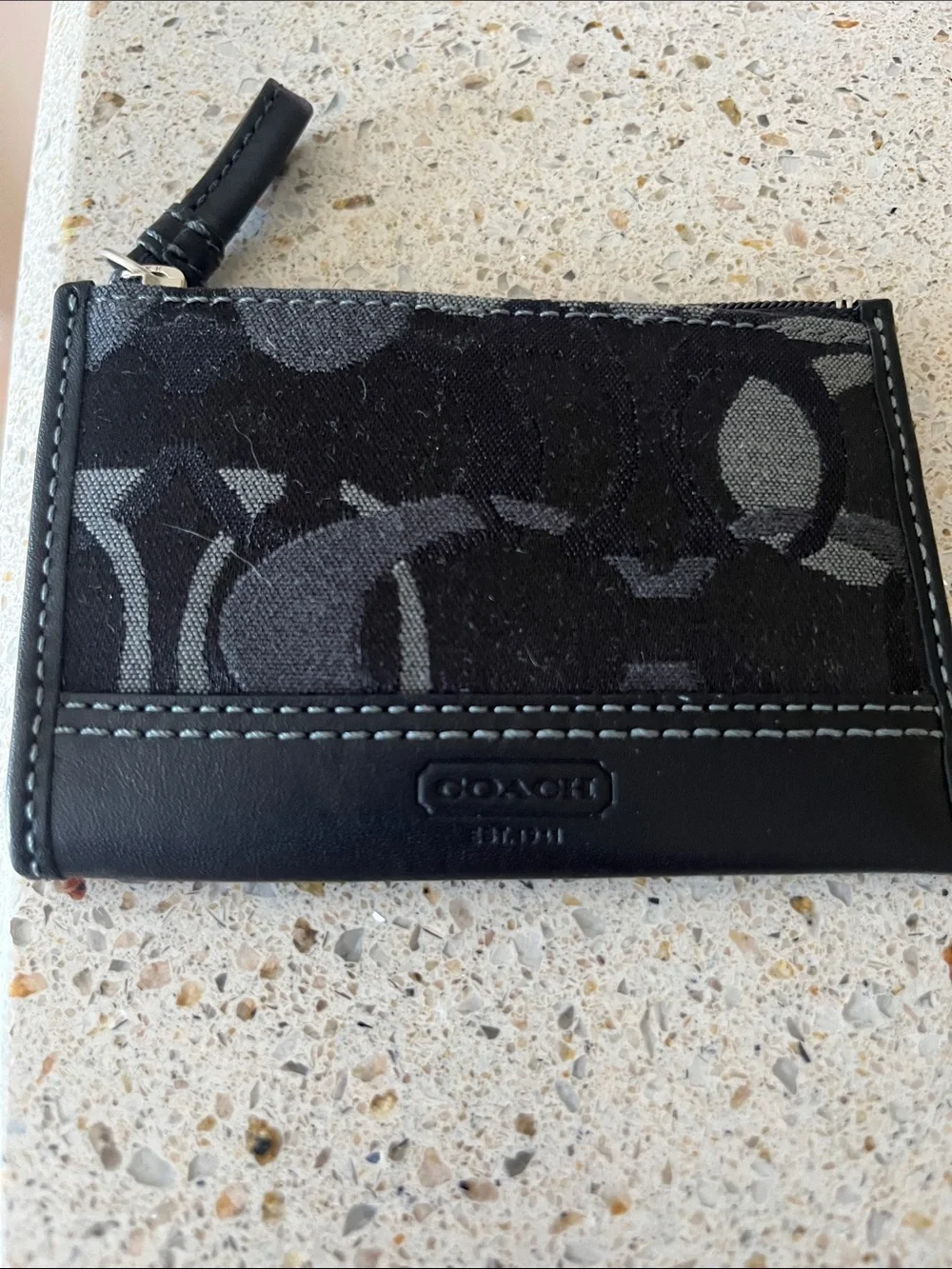 Coach Vintage logo Black and Gray Signature Mini Wallet with Key Chain